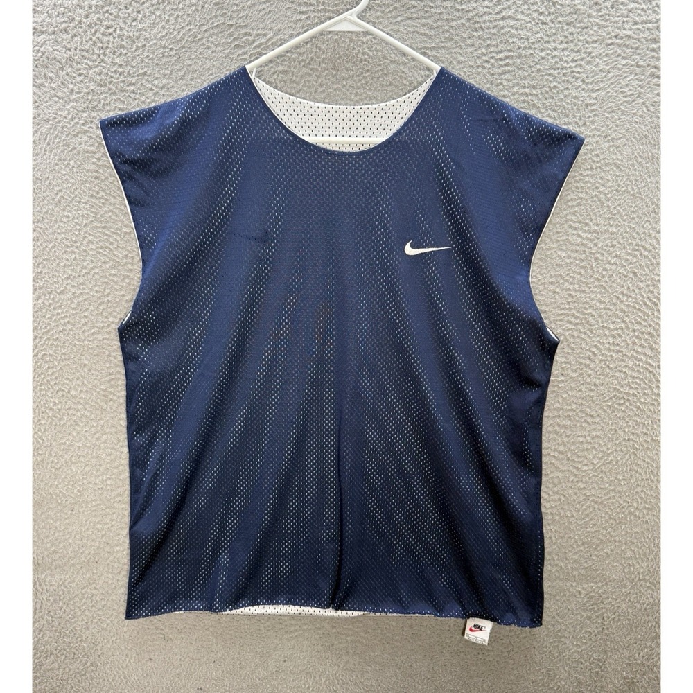 Vintage Nike Shirt Adult XL Blue White Reversible Jersey Swoosh Made In USA 90s